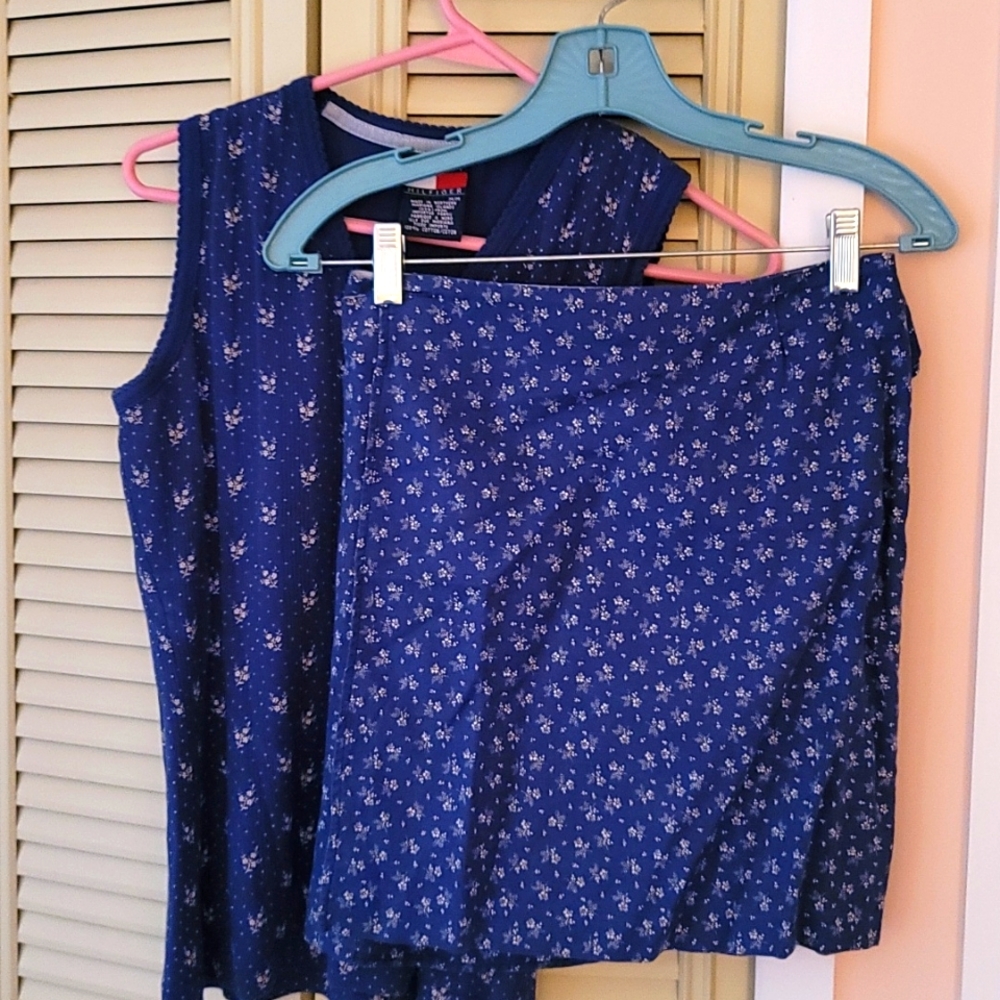 Vintage Tommy Hilfiger wrap mini skirt and sleeveless tee set.